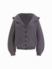 Knit Hooded Button Oversized Cardigan
