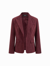 Corduroy Notched Collar Long Sleeve Blazer