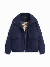 Corduroy Funnel Neck Zip Through Oversized Puffer