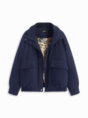 Corduroy Funnel Neck Zip Through Oversized Puffer