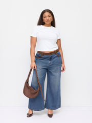 Cider Denim Two Tone Low Rise Wide Leg Jeans Curve & Plus