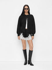 Satin Mid Rise Solid Elastic Waist Floral Lace Shorts