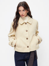 Wool-look Peter Pan Collar Long Sleeve Jacket