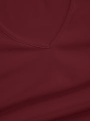 Cotton-blend V-neck Ruched Long Bell Sleeve Cinched Waist Tee