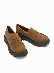 FAUX SUEDE PLATFORM LOAFERS
