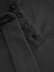 Collar Cotton-blend Collar Long Sleeve Top With Tie