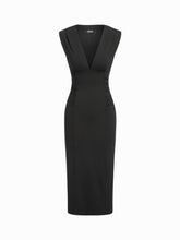 Jersey V-Neck Ruched Split Maxi Dress