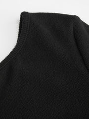 Asymmetrical Neck Bell Sleeve Side Button Mini Dress With Scarf