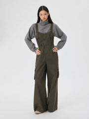 Denim Mid Rise Pocket Cargo Jumpsuit