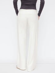 Cotton-blend Mid Rise Drawstring Wide Leg Trousers