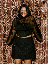 High Neck Sheer Bowknot Crop Blouse Curve & Plus