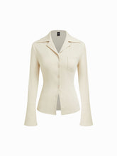 Solid Collar Bell Sleeve Top