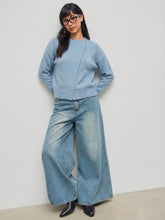 Knit Wool-blend Asymmetrical Button Up Oversized Long Sleeve Sweater