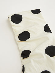 Polka Dot V-Neck Shirred Peplum Blouse