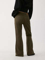 Stretch Washed Denim Low Rise Ruched Flared Jeans