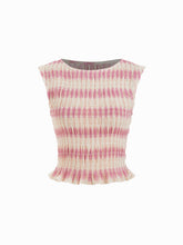 Pink & Cream Stripe Ruched Crop Top