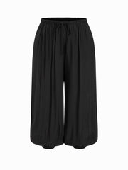 Mid Rise Ruched Drawstring Bloomer Trousers Curve & Plus