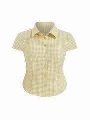 100% Cotton Tartan Short Sleeve Blouse Curve & Plus