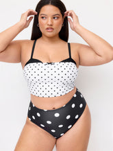 Polka Dot Square Neck Tankini Cheeky Bikini Set Curve & Plus