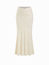 Texture Lace Ruched Mermaid Maxi Skirt