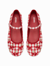 CHERRY EMBROIDERED MARY JANE FLATS