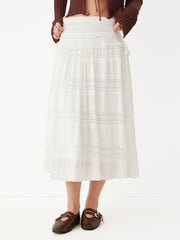 Lace Mid Rise Bowknot Maxi Skirt