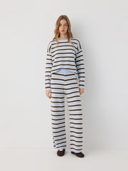 Knit Striped Low Rise Wide Leg Trousers