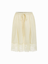 Low Rise Lace Panel Drawstring Bermuda Shorts