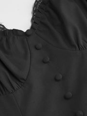 Cotton-blend U-neckline Ruffled Lace Up Flared Maxi Dress Curve & Plus