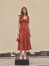 Satin Cowl Neck Polka Dot Mermaid Maxi Dress