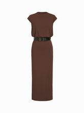Round Neckline Split Straight Maxi Dress With Belt