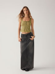 Cotton-blend Square Neck Lace Trim Tank Top