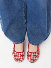 CHERRY EMBROIDERED MARY JANE FLATS