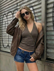 Cider Denim Low Rise Straight Leg Micro Shorts