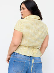 100% Cotton Tartan Short Sleeve Blouse Curve & Plus