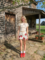 Cotton Cherry Graphic Mid Rise A-line Mini Skirt