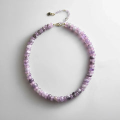 Joyce Semi-Precious Beaded Necklace - Light Amethyst Bead