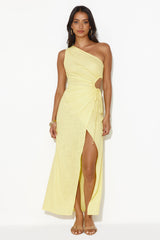What's Your Name One Shoulder Maxi Dress Yellow