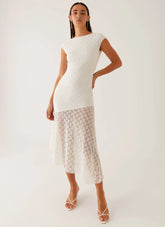 Arielle Open Back Midi Dress - White
