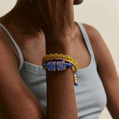 Block Party Varsity Number Custom Bracelet - Cobalt Double Digit