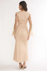 Lysandra Lace Maxi Dress Beige