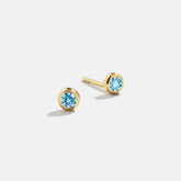 14K Gold Birthstone Stud Earrings - Aquamarine