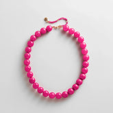Mini Jane Beaded Necklace - Fuchsia Agate Bead