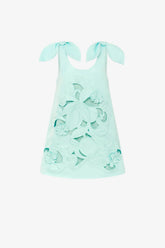 Harper Bow Appliqué Mini Dress - Pale Turquoise
