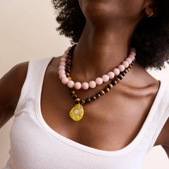 Mini Jane Beaded Necklace - Mauve Bead