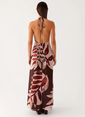 Autumn Linen Maxi Dress - Cinnamon Palm
