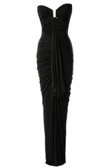 Black Atlantis Drape Maxi Dress