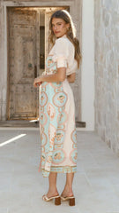 Magnolia Midi Dress - Acacia Palm Cream