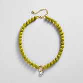 Janette Beaded Ring Necklace - Olive