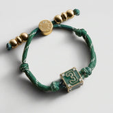 Block Party Varsity Number Custom Bracelet - Dark Green Single Digit